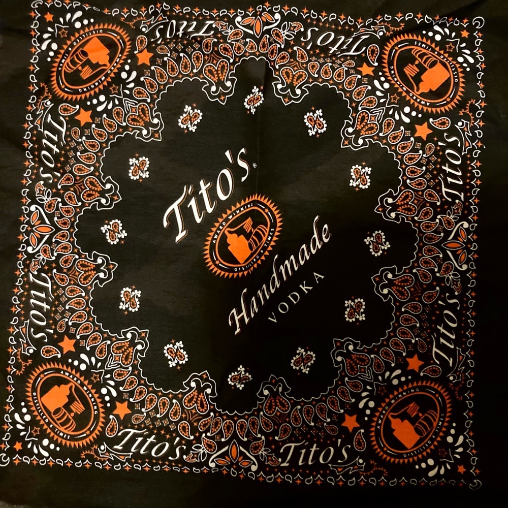 NEW & Crisp! Large Black Tito’s Vodka Scarves/Handkerchiefs/Bandannas